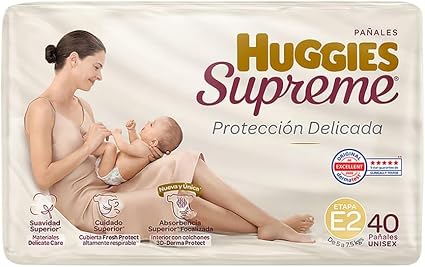 Pañales Huggies Supreme Etapa 2 Unisex 40 Piezas