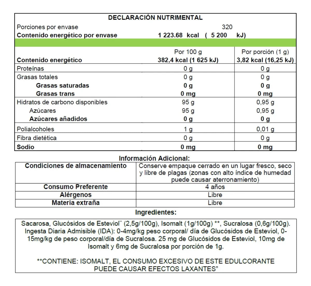 Endulzante Svetia Metco Granulado — 320 g