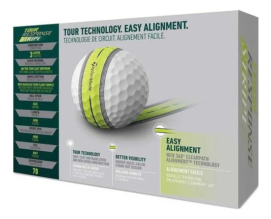 Pelotas Golf Taylormade Tour Response Stripe X 24 Color Blanco C/amarillo