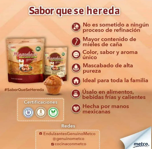Azúcar Mascabado Metco Bolsa 2 kg Sin Gluten