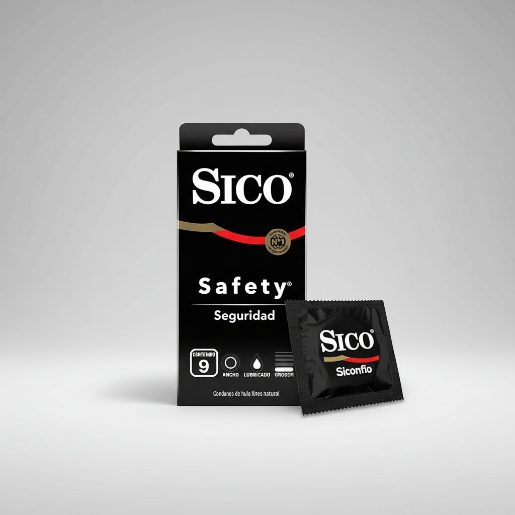 Condones Sico Safety Látex Natural Lubricado 9 Piezas