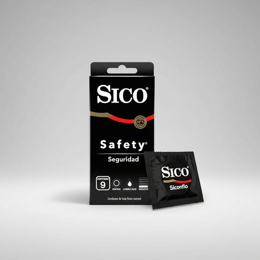 Condones Sico Safety Látex Natural Lubricado 9 Piezas