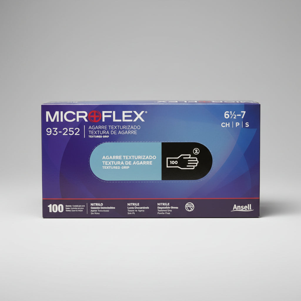 Guantes Nitrilo Negro Talla Grande Ansell Microflex 93-252 Sin Polvo Caja 100