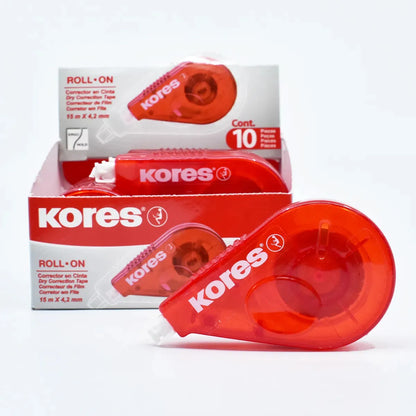 Corrector Cinta Roll On Rojo Kores 15 M X 4.2 10 Piezas