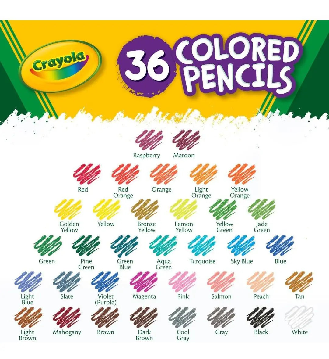 Lápices de Colores Crayola, Set de 36 Tonos Surtidos Preafilados