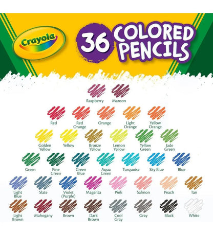 Lápices de Colores Crayola, Set de 36 Tonos Surtidos Preafilados