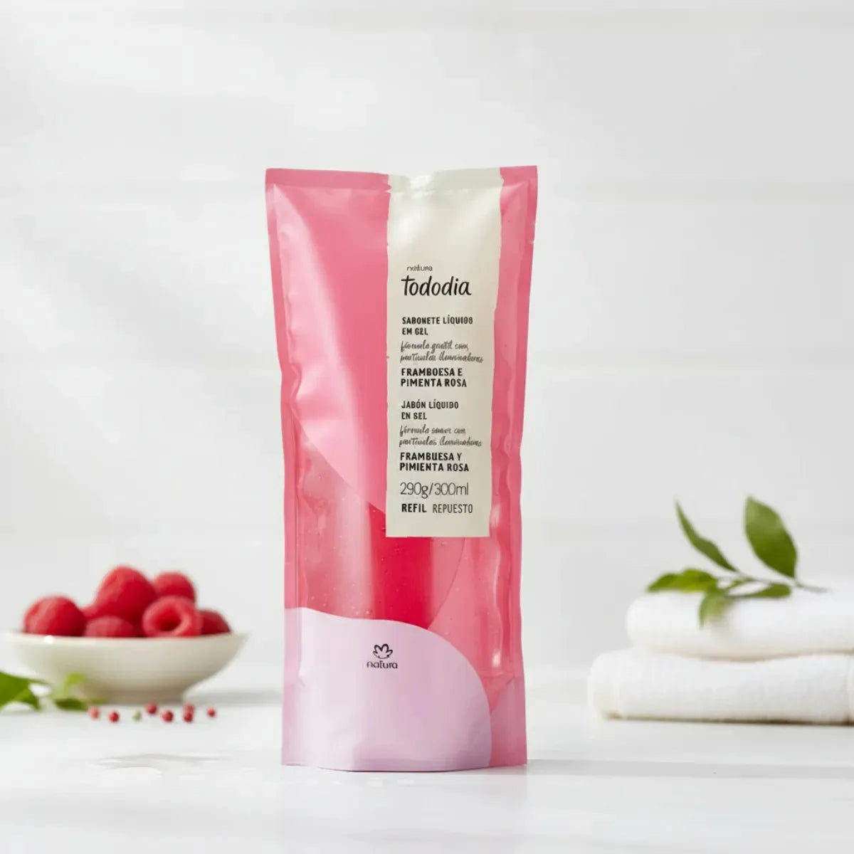 Repuesto Jabón Líquido Corporal Natura Tododia Frambuesa Y Pimienta Rosa 300 Ml