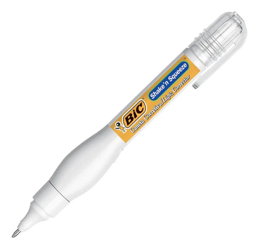 Corrector Liquido Blanco Shake N Squeeze 8 Ml con Pluma Bic Diamante Ultrafino 0.8mm