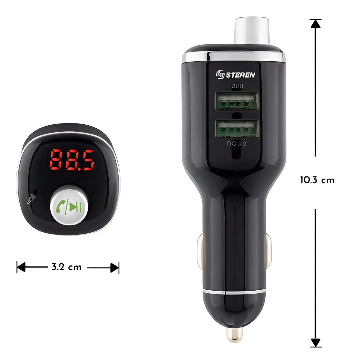Transmisor FM Bluetooth para Auto Steren FMT-868 — Negro