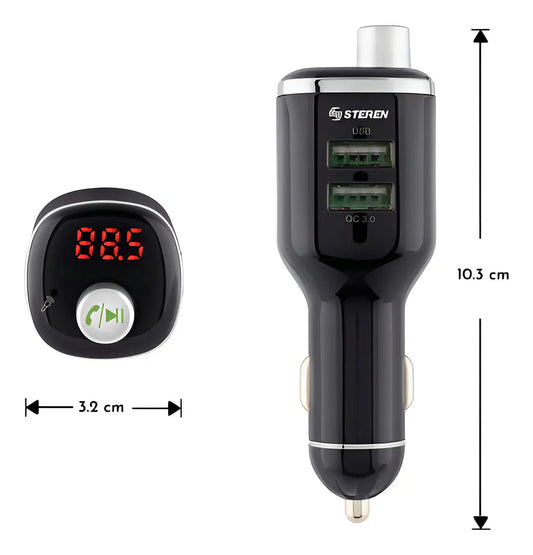 Transmisor FM Bluetooth para Auto Steren FMT-868 — Negro