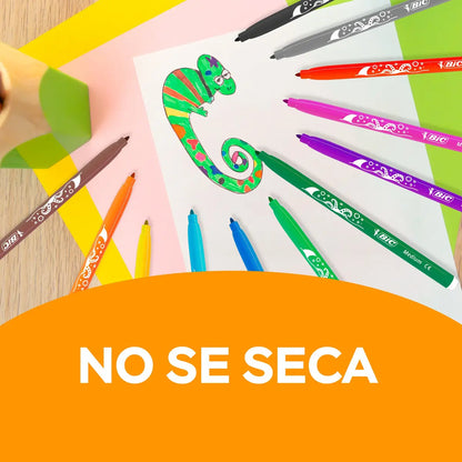 Plumón Bic Evolution Ultra Lavable, Colores Intensos, 24 Pzas