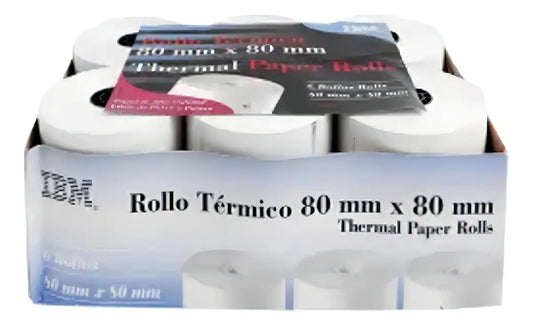 Rollos Térmicos Para Cajas Registradora 80x80 6 Pzas Color Blanco