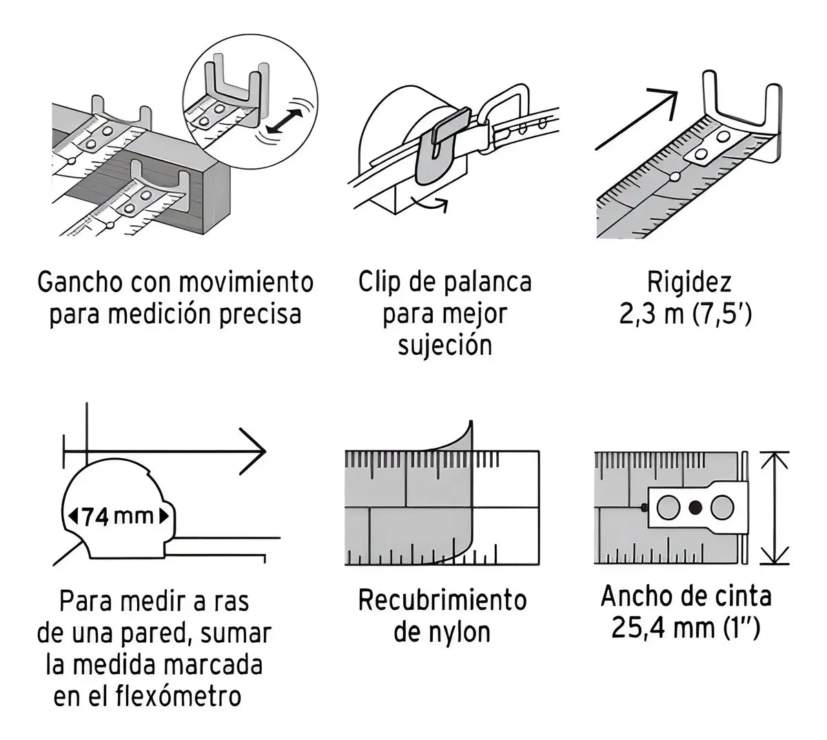 Flexómetro Contra Impacto, 5.5m, Cinta 25mm, Truper 14613