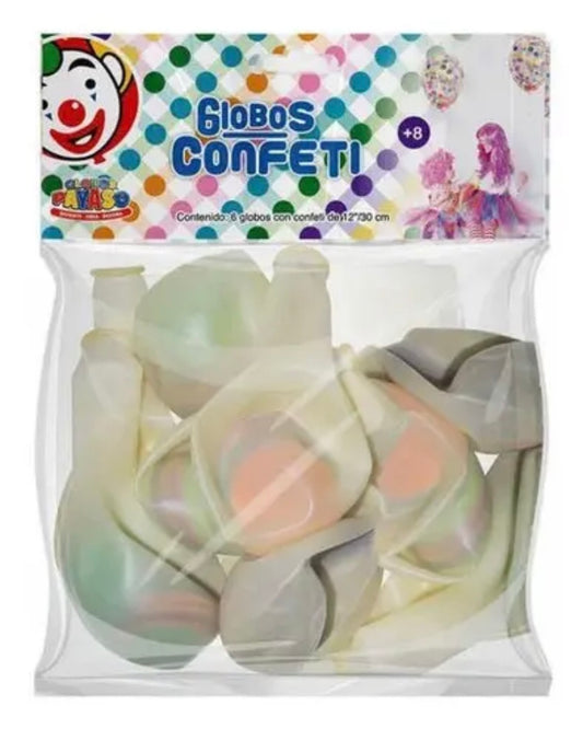 Globos Transparente Payaso Confeti 30 Piezas 30cm Látex Fiestas