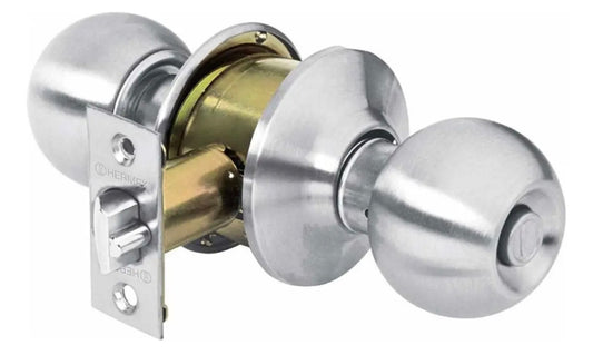 Cerradura Pomo Esfera Baño Cromo Mate Hermex 43462 Color Gris