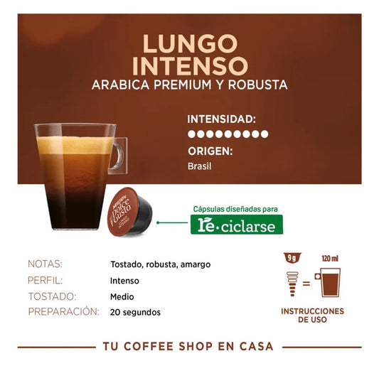 Café Nescafé Dolce Gusto Lungo Intenso — 16 Cápsulas